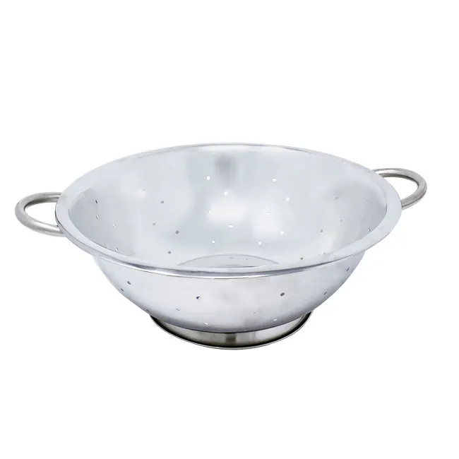 Omcan USA 80741 - 14 Qt Stainless Steel Kitchen Colander with Base and Handles, Durable Construction