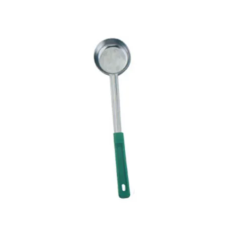 Omcan USA 80779 - 4 oz One-Piece Stainless Steel Solid Portion Control Spoon with Green Handle