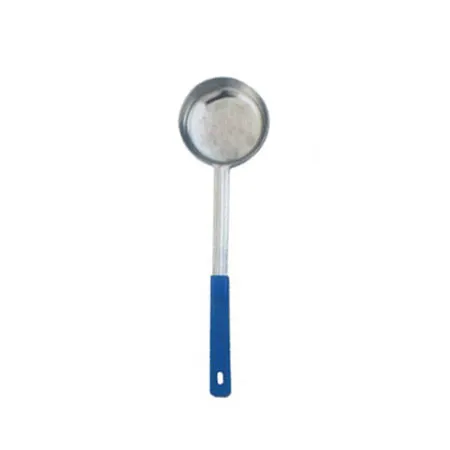 Omcan USA 80781 - 8 Oz One-Piece Stainless Steel Solid Portion Control Spoon With Blue Handle