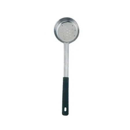 Omcan USA 80785 - 6 Oz One-Piece Stainless Steel Perforated Portion Control Spoon with Black Handle
