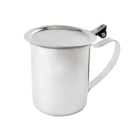 Omcan USA 80819 10 oz Stainless Steel Beverage Server with Stackable Cover, Durable Food-Safe