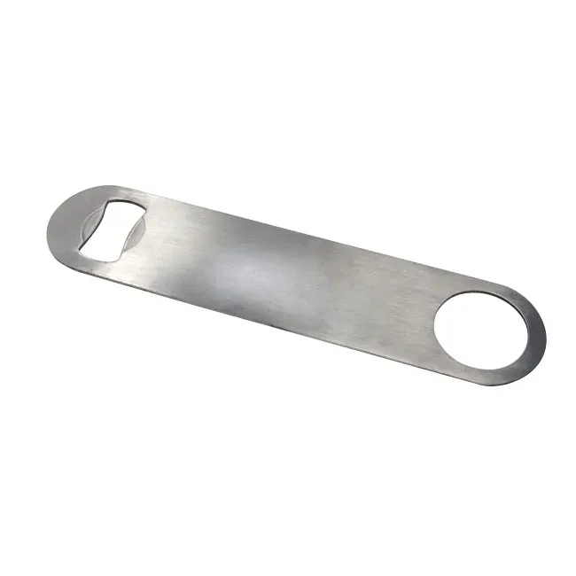 Omcan USA 80847 Flat Stainless Steel Bottle Opener, Handheld Bar Tool, Polished, 2.5" Length