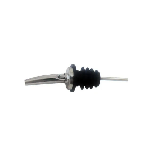 Omcan USA 80850 Liquor Pourer – Stainless Steel Tapered Spout with Black Plastic Stopper, Free Flow Design, 12 Pack