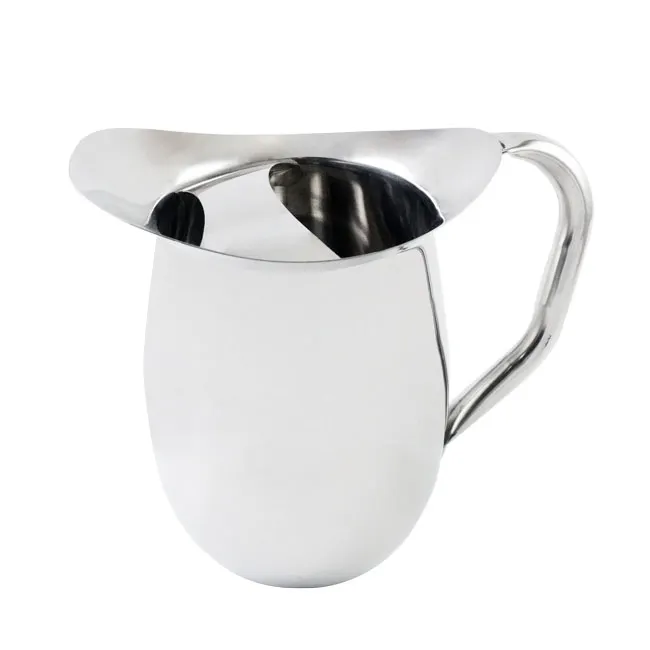 Omcan USA 80861 - 3-Qt Stainless Steel Bell Water Pitcher with Ice Guard, 96-128 oz