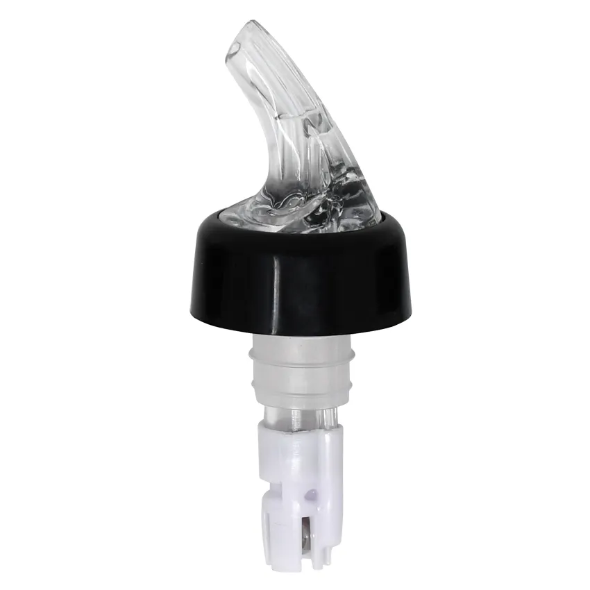 Omcan USA 80885 2 Oz Plastic Liquor Pourer With Collar, Clear Spout And White Tail, 12/Pack