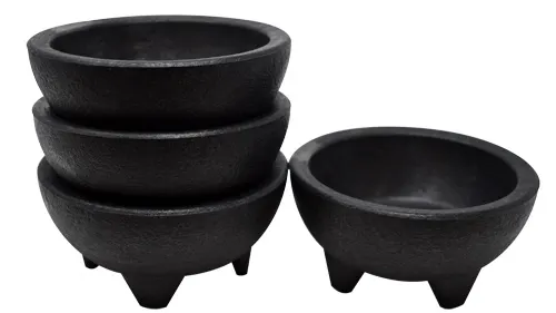 Omcan USA 80980 4 Oz Molcajete Salsa Bowl, 4" Dia x 1.6" H, Black Polypropylene, NSF