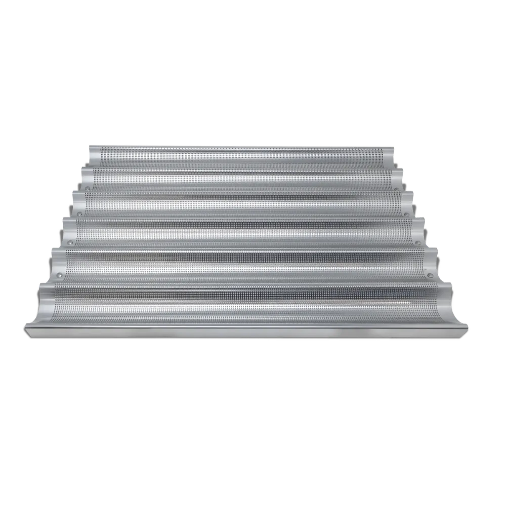 Omcan USA 81116 Baguette Pan, Six 26" x 2-7/16" Compartments, 18" x 26" x 1-1/5" OA, Glazed Aluminum