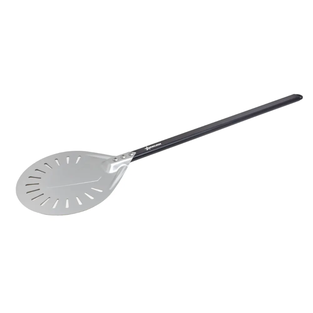 Omcan USA 81190 Pizza Peel - Perforated Round 9" Blade, 43-5/16" Anodized Aluminum Handle, Aluminum