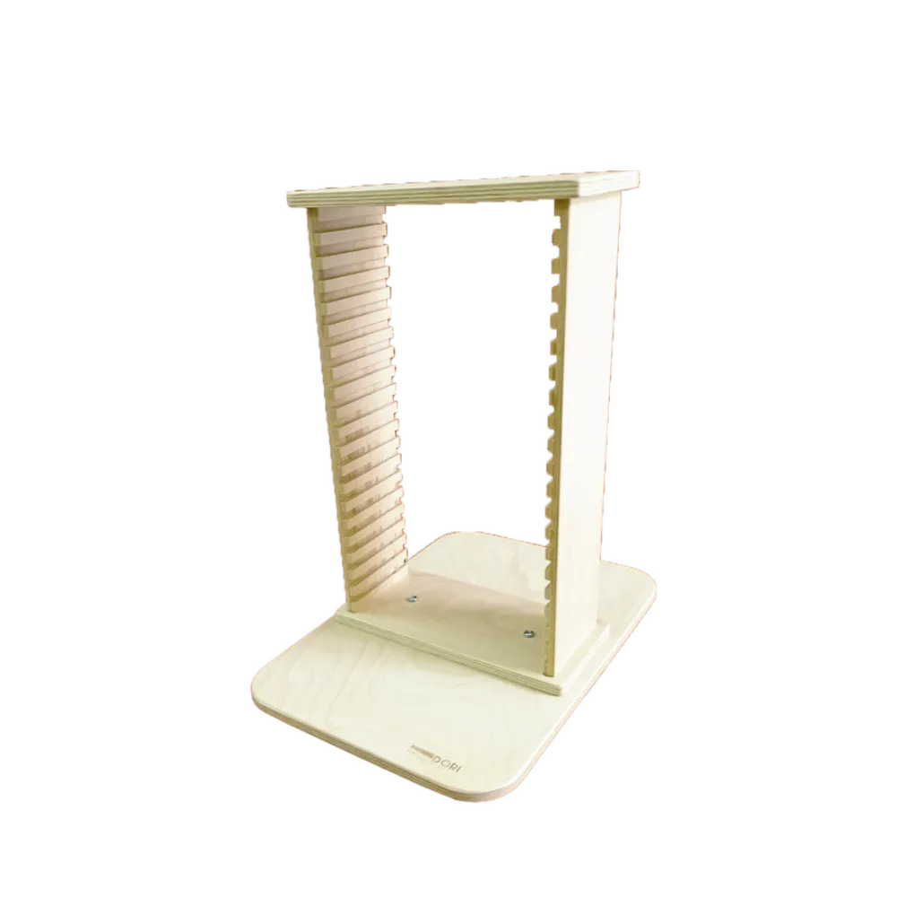Omcan USA 81229 - 20-Slot Beech Plywood Display Riser, 10.8" x 15.6" x 16.9"H, 5 Tier, Natural