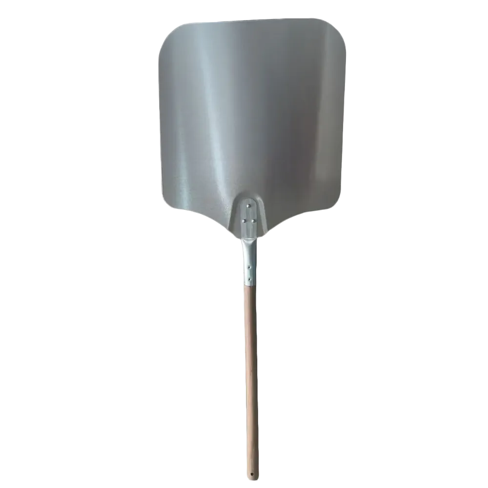 Omcan USA 81243 Pizza Peel – Rectangular 14" x 16" Aluminum Blade, 22" Wood Handle, Length 30"-39"