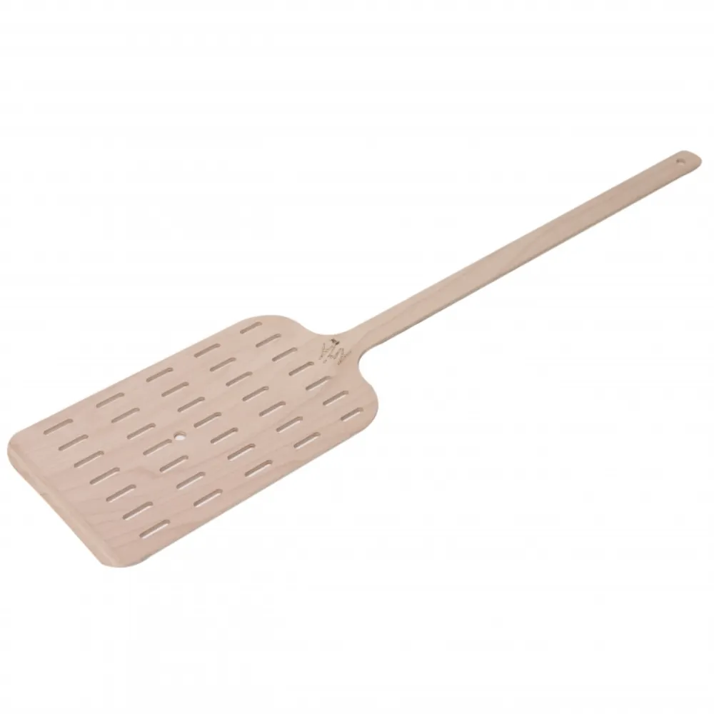 Omcan USA 81288 Pizza Peel – 15.7" x 9.4" Beech Wood Blade, 30" Handle, Perforated, Rectangular