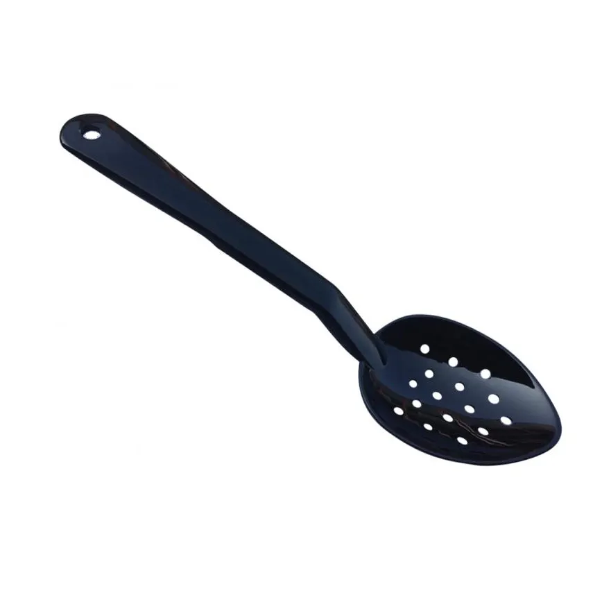 Omcan USA 85093 - 11" Perforated Serving Spoon, Plastic Black Non‑Insulated Handle, NSF