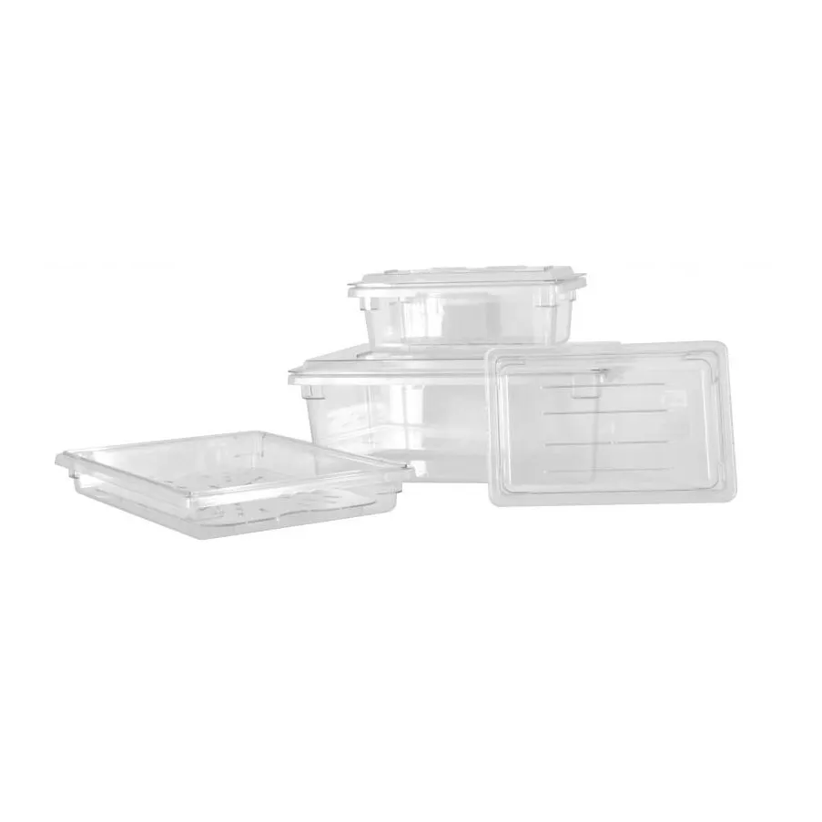 Omcan USA 85119 Food Storage Container – 18" x 26" x 6" Clear PC Rect, Stackable, NSF