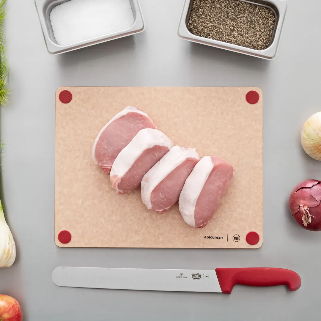Epicurean 622-14110101 Wood Cutting Board, 14.5" x 11.25" x 3/8" Red Meat Feet, NSF, Heat‑Resistant