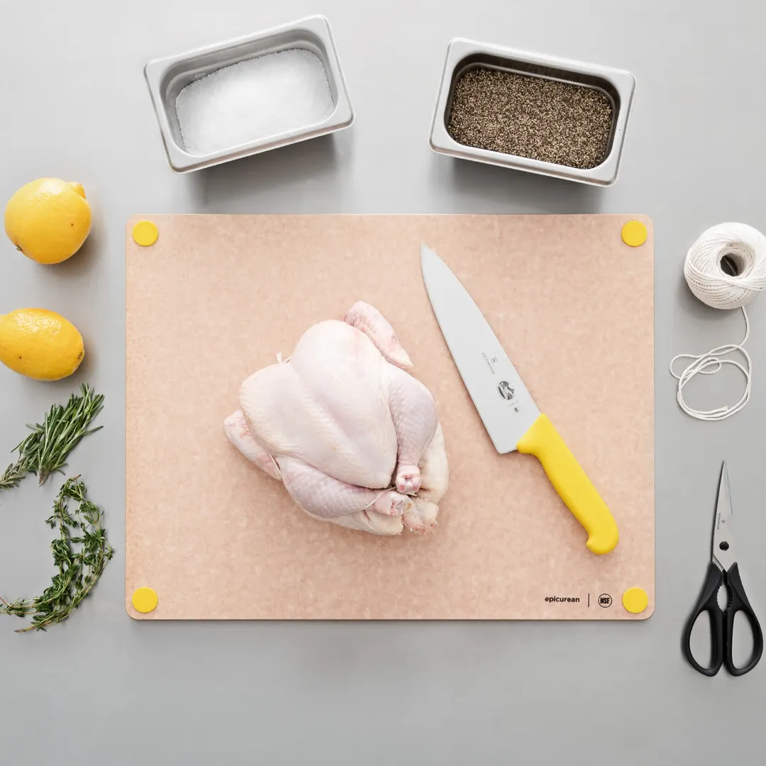 Epicurean 622-19150108 - 19.5" x 15" x 3/8" Natural Paper Cutting Board, Yellow Feet