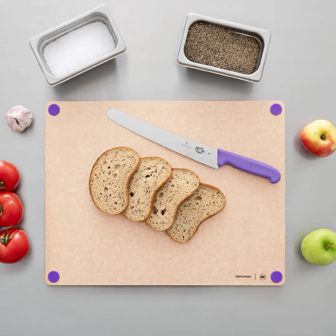 Epicurean 622-19150114 Cutting Board, 19.5" x 15" x 3/8", Composite, Purple Feet, Heat‑Resist 350°F