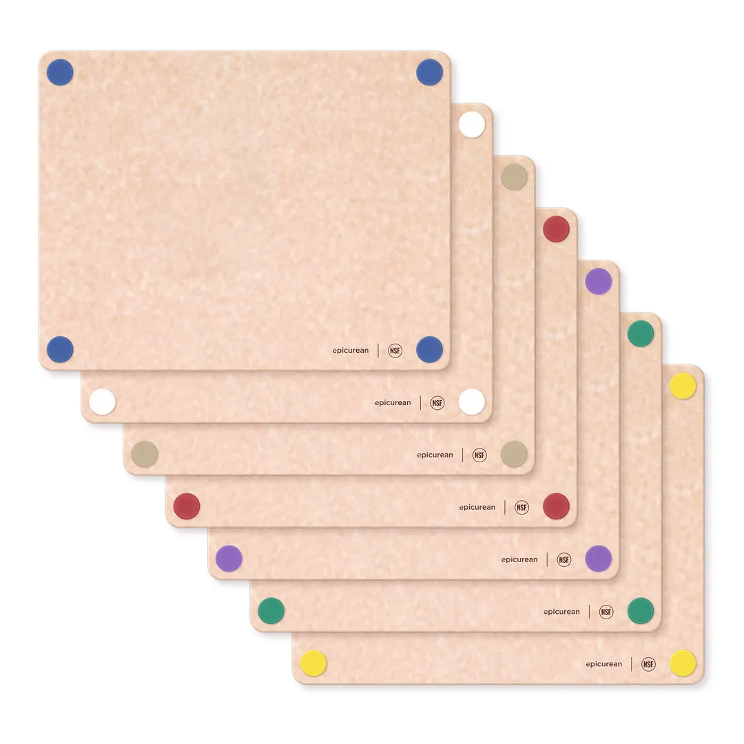 Epicurean 622C-141101 Rect. Comp. Cutting Board 14.5" x 11.25" x 3/8" Natural NSF Knife Safe - 7/Set