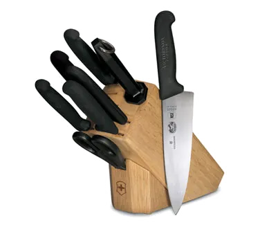 Victorinox 5.1193.8-X2 8-Piece Block Knife Set – 4"-6"-8"-8"-10"-10" Knives Shear SlantOak NSF - Set