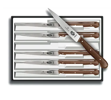 Victorinox 5.2000.12-X4 Steak Knife Set, 6‑Piece, 4‑1/2" Blades, Wood Handles - Set
