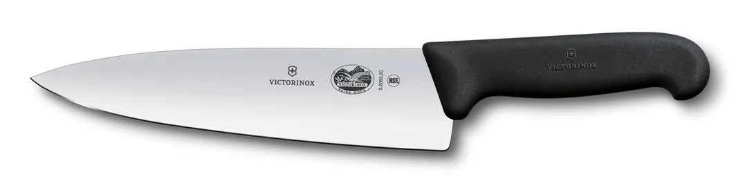 Victorinox 5.2061.20B Chef Knife – 8" Blade, Red Fibrox Plastic Handle, Steel Blade, Kitchen Cutlery
