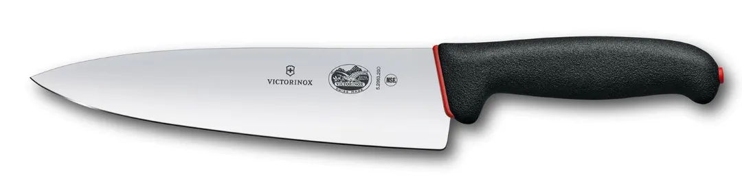 Victorinox 5.2063.20DB Chef Knife - 8" Blade, Black/Red Grip, Non-Slip Handle, NSF
