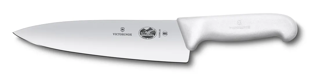 Victorinox 5.2067.20 Chef Knife – 8" Blade, 2" Handle Width, White Fibrox Pro Handle, NSF