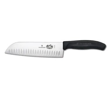 Victorinox 5.2523.17 Santoku Knife, 7" Blade, 1-1/2" Handle Width, Fibrox Handle, Granton, Stamped