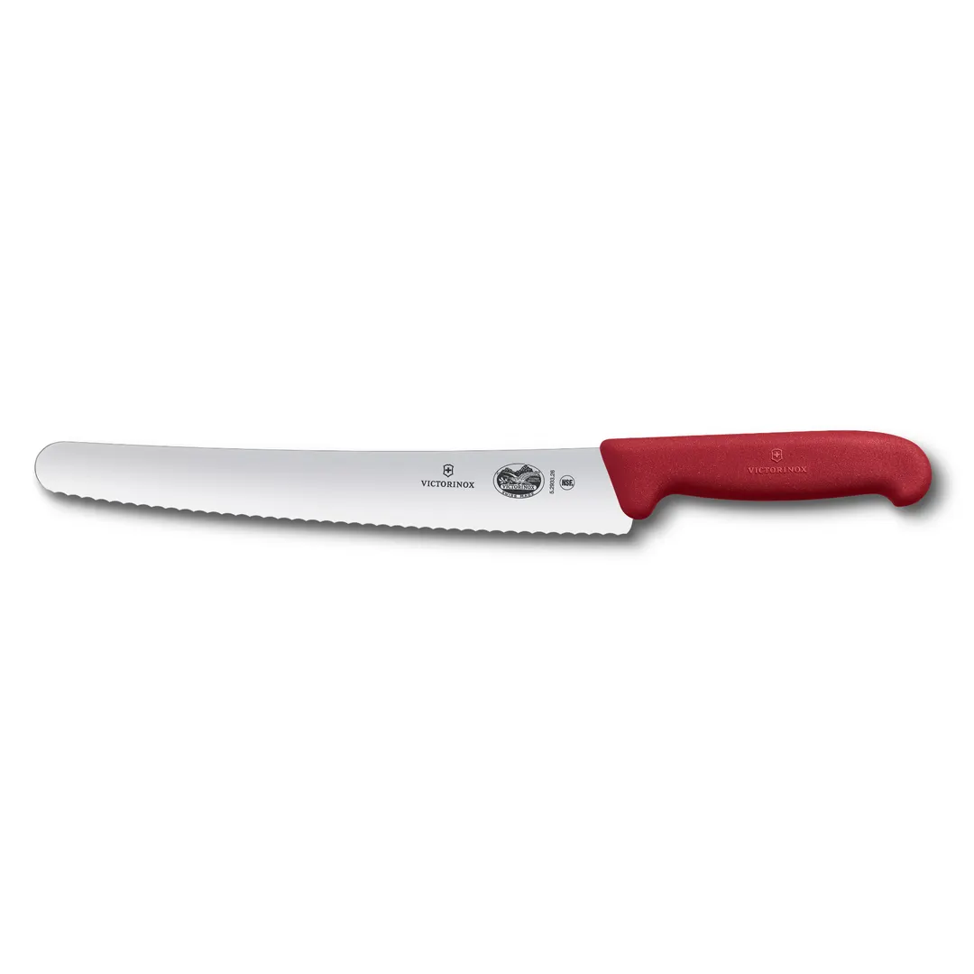 Victorinox 5.2931.26B Bread & Cake Knife, 10.25" Serrated Blade, Red Fibrox Wood Handle