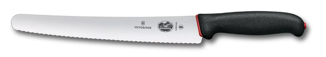 Victorinox 5.2933.26DB Bread & Pastry Knife, 10.25" Blade, Black/Red Dual Grip Handle, NSF