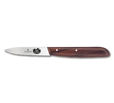 Victorinox 5.3 Stamped Paring Knife Spear-Point, 3" High Carbon Stainless Blade, Wood Handle, Sheath