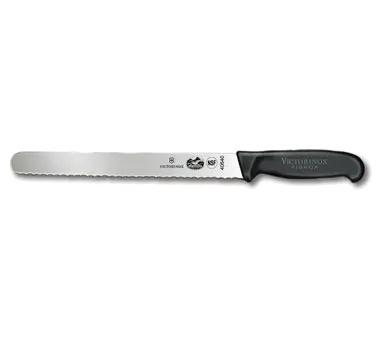 Victorinox 5.4233.25 Slicer Knife - 10" Blade 1-1/4" Black Fibrox Nylon Handle Serrated SlipRes NSF