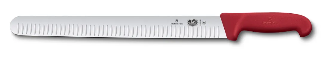 Victorinox 5.4721.36 Slicer Knife – 14" Wide Blade, Red Fibrox Nylon Handle, Granton Edge, NSF