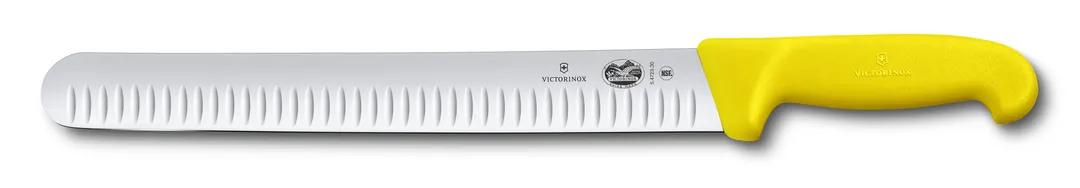 Victorinox 5.4728.30 Slicer Knife – 12" Blade, 1-1/4" Handle, Granton Edge, Yellow Fibrox Nylon NSF
