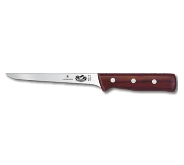 Victorinox 5.6406.15 Boning Knife – 6" Straight Stiff Blade, High Carbon Steel, Wood Handle, Stamped