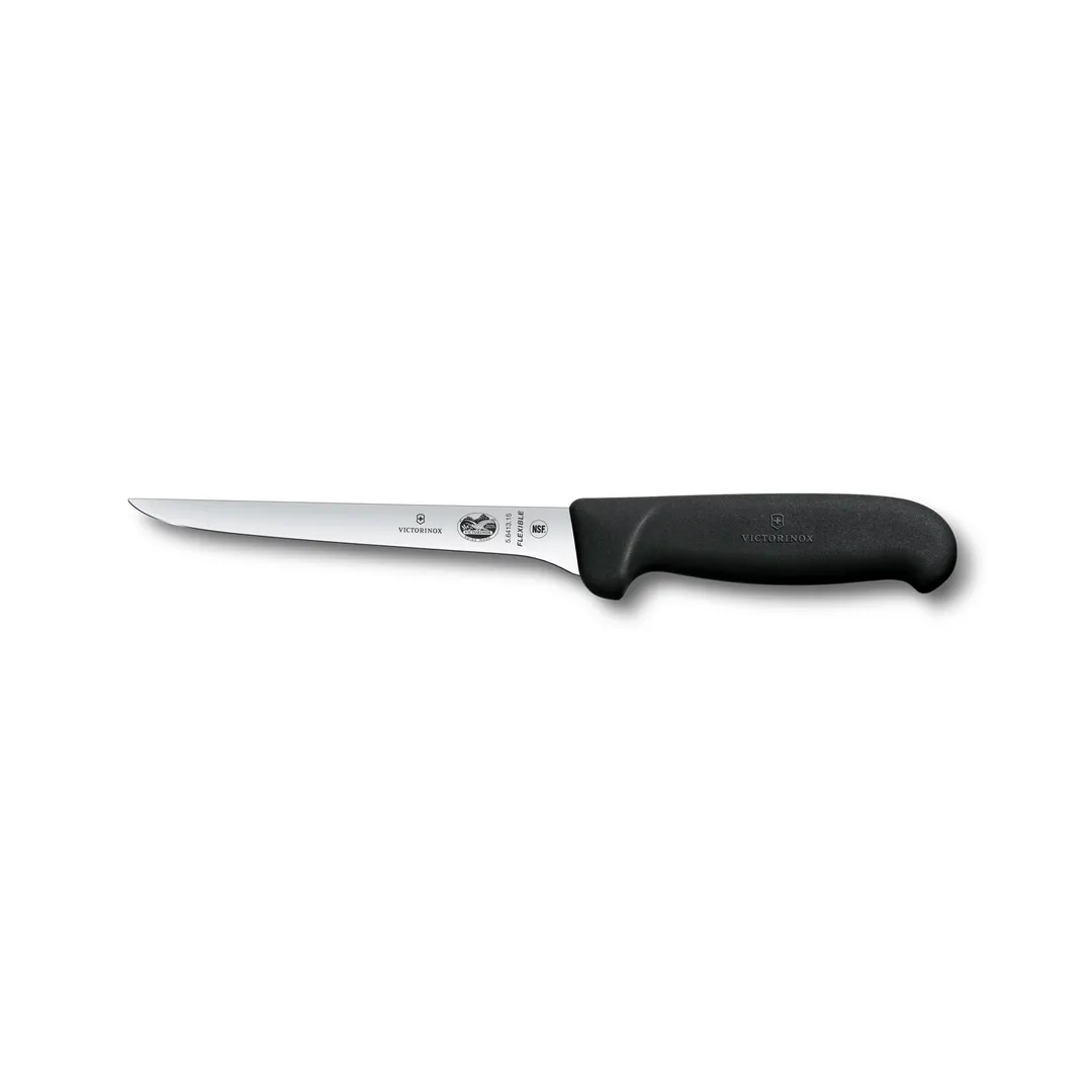 Victorinox 5.6413.15B Boning Knife – 6" Straight Stainless Steel Blade, Black Fibrox Handle