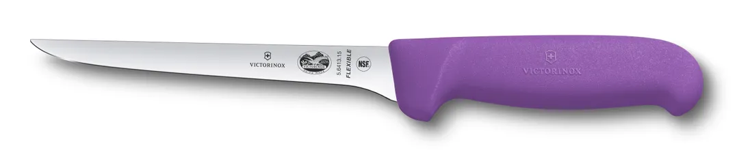 Victorinox 5.6415.15 Boning Knife – 6" Straight Blade, Purple Fibrox Pro Handle, Stainless Steel