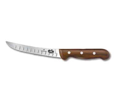 Victorinox 5.6520.15 Boning Knife 6" Curved Wide Stiff Blade Granton Edge Carbon Steel Wood Handle