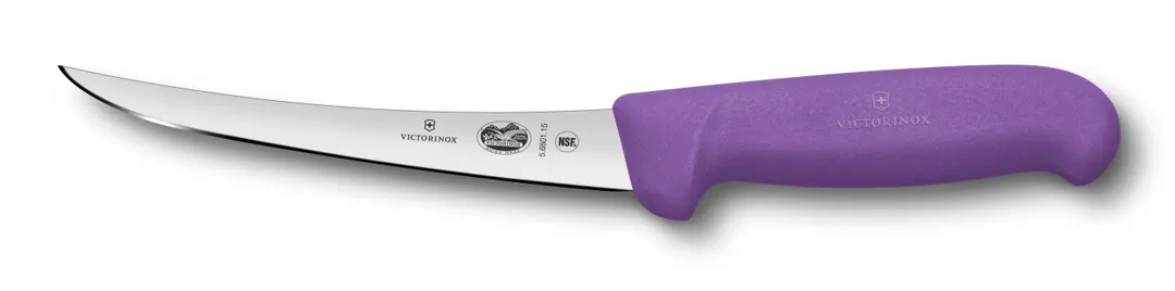 Victorinox 5.6605.15 Boning Knife, 6" Curved Blade, Stainless, Purple Plastic Handle, Slip‑Resistant