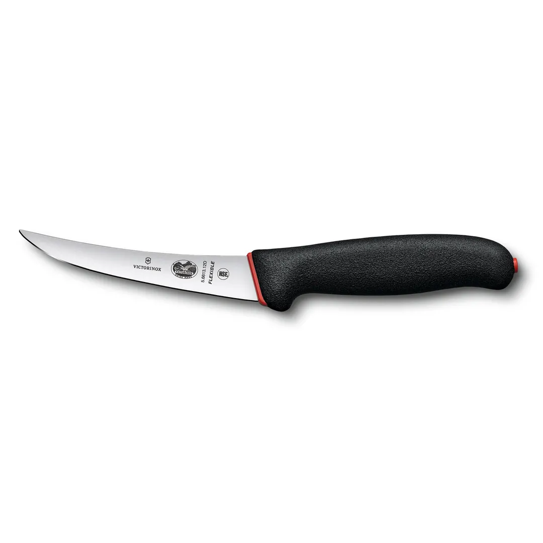 Victorinox 5.6613.12D Boning Knife – 5" Curved Stainless Blade, Black/Red Dual Grip Handle, NSF