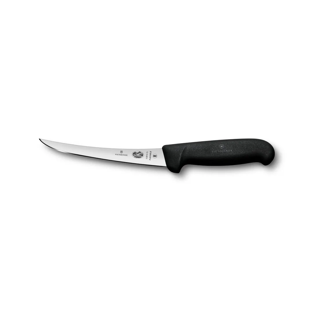 Victorinox 5.6613.15B Boning Knife – 6" Curved Stainless Blade, Stamped, Black Fibrox Plastic Handle