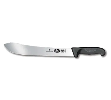Victorinox 5.7403.31-X1 Butcher Knife, 12" Straight Blade, Stamped, Black Plastic Handle