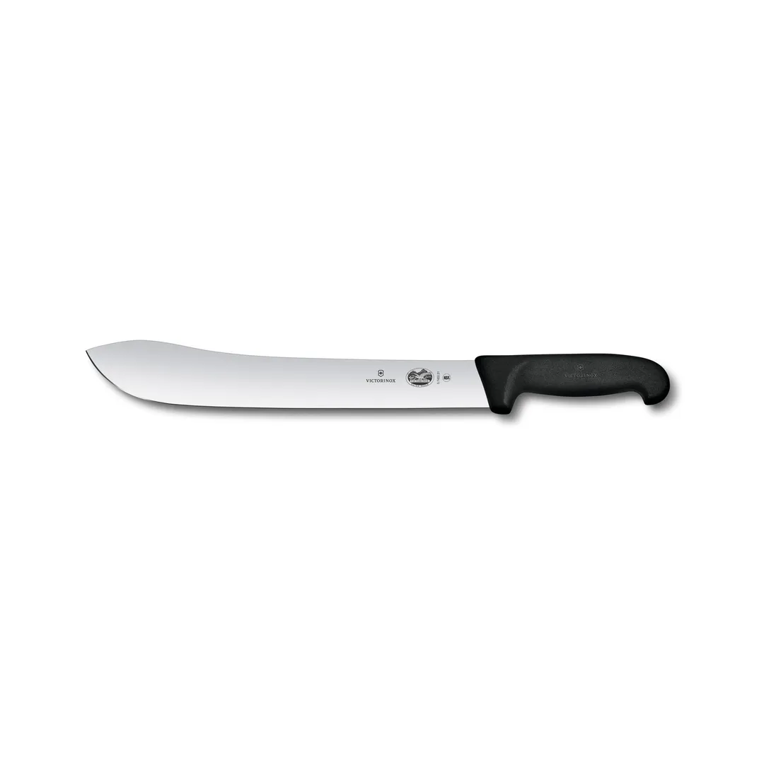 Victorinox 5.7403.31B Butcher Knife - 12" Stamped Blade, Black Fibrox Plastic Handle, 10"-12" Blade