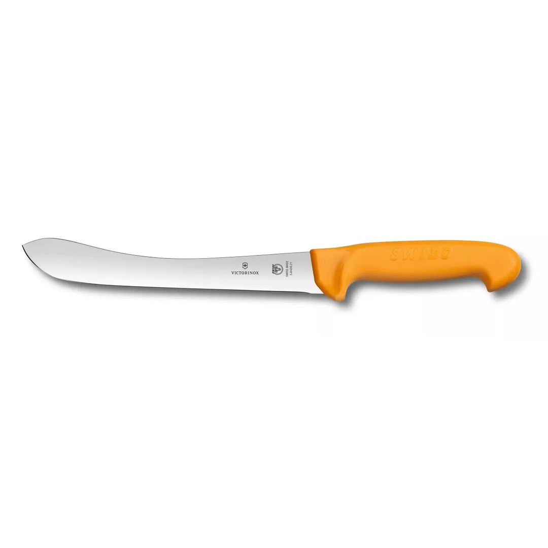 Victorinox 5.8426.21 Swibo Butcher’s Knife, 8" Straight Blade, Orange Plastic Handle