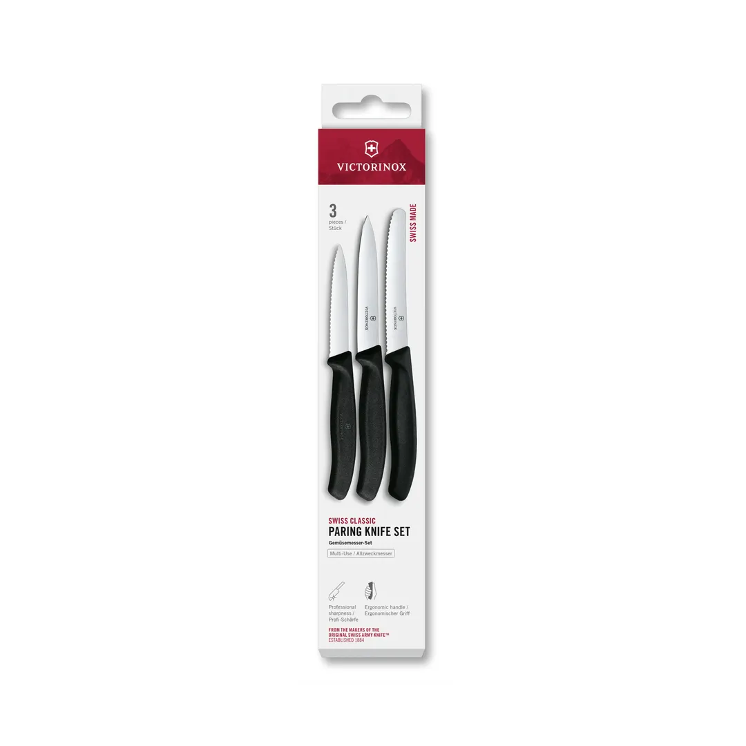 Victorinox 6.7113.34 3-Piece Set, 3‑1/4" Straight & Sheep’s Foot, 4‑1/2" Utility, Black - 1/Bag