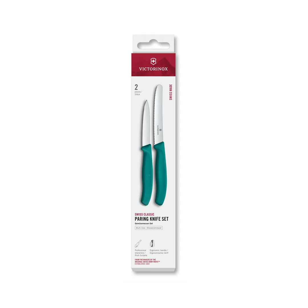 Victorinox 6.7114.2C1 - 2-Piece Paring Knife Set, 3-1/4" & 4-1/2" Blades, Green, 1/Bag