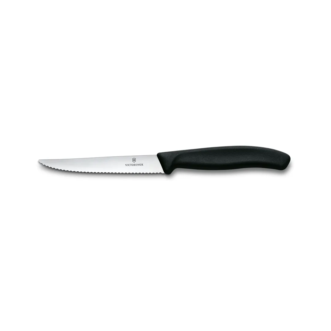 Victorinox 6.7233 Steak Knife – 4-1/2" Spear Tip, Serrated Black Blade, Plastic Handle, Stamped