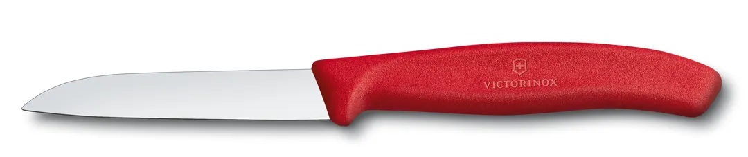 Victorinox 6.7401 Paring Knife - Sheep’s Foot, 3" Blade, Carbon Stainless Steel, Red Plastic Handle