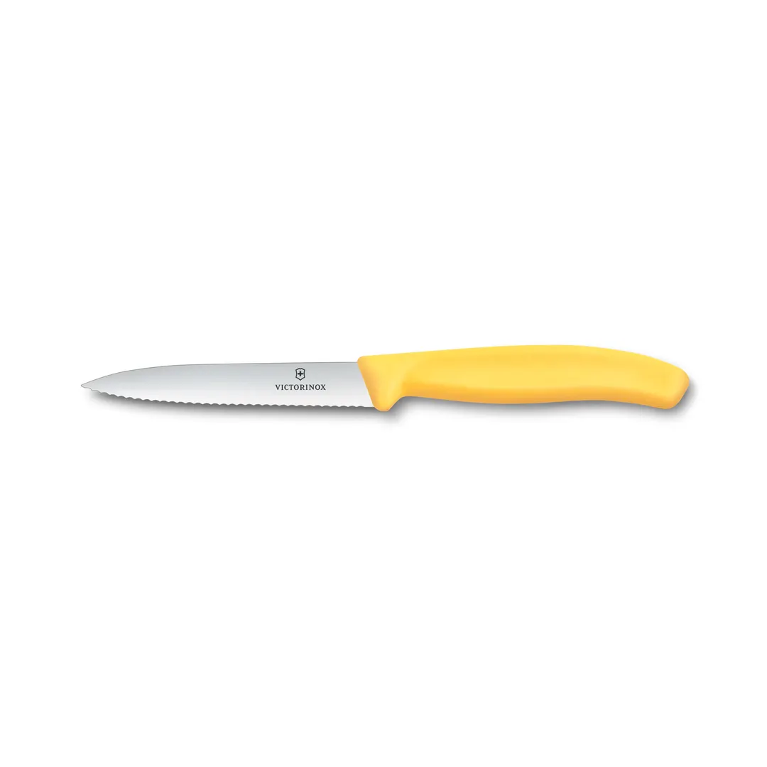 Victorinox 6.7738.C1 Paring Knife – 4" Serrated Spear-Point Blade, Yellow Handle, Stainless Steel