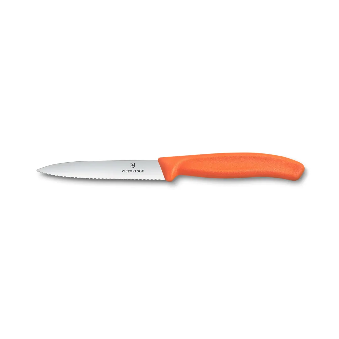 Victorinox 6.7739.C1 Paring Knife, 4" Spear‑Point Blade, Orange Plastic Handle, Stainless Steel