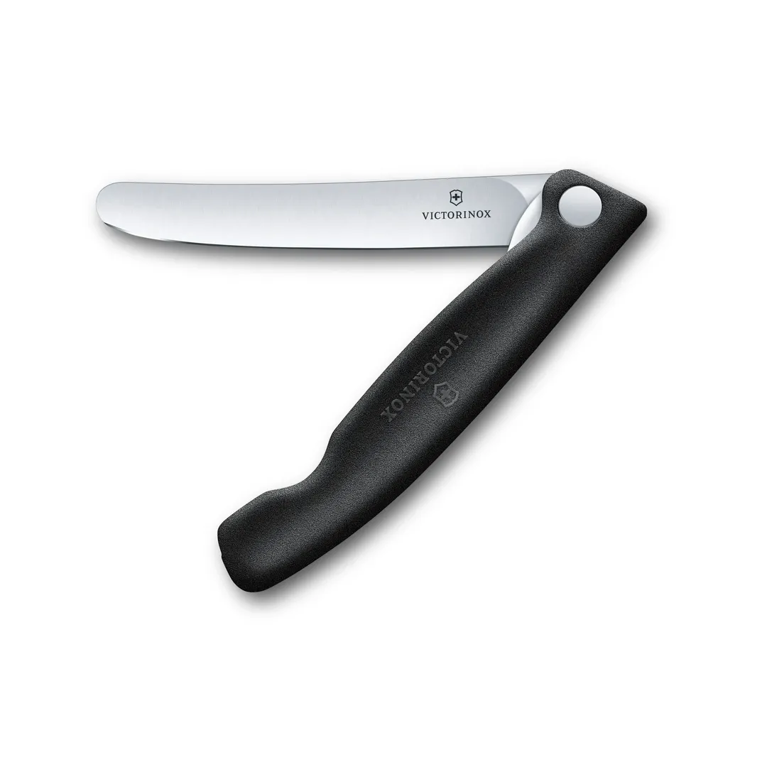Victorinox 6.7803.F Foldable Paring Knife, 4.5" Rounded Blade, Black Plastic Handle, Stainless Steel
